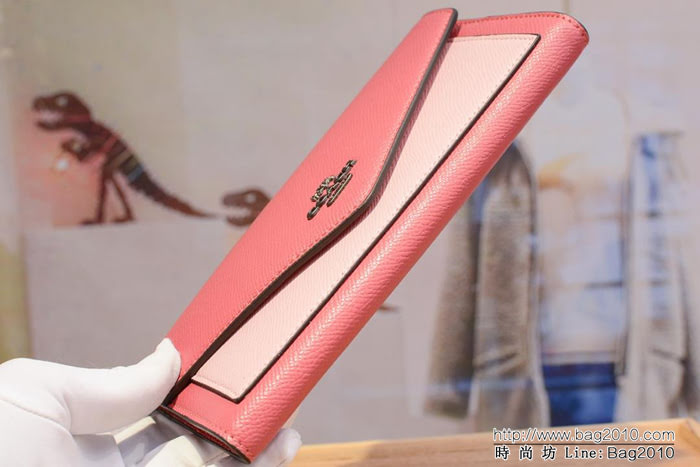 COACH蔻馳 原單內碼頭層牛皮 57715 新款 信封女士錢包  Chz1202